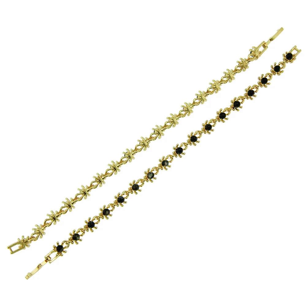 Rhinestone Heart Charm Bracelet With Gold And Silver Chain Style_voghion.com