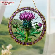 Škotski osat Suncatcher - 20 cm rustikalna akrilna umetnost. Dekoracija z višavskim čarom za vrtna vrata ali cenjeno keltsko darilo._voghion.com