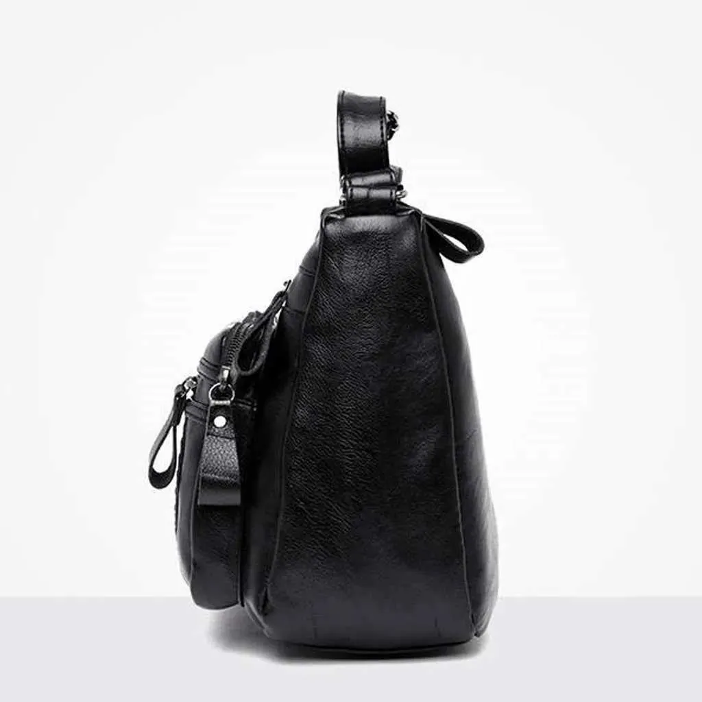 Kadınlar İçin Siyah Moda Omuz Çantaları Pu Deri Düz Renk Çapraz Askılı Postacı Çantası Kadın Anne Çantaları C241022_voghion.com