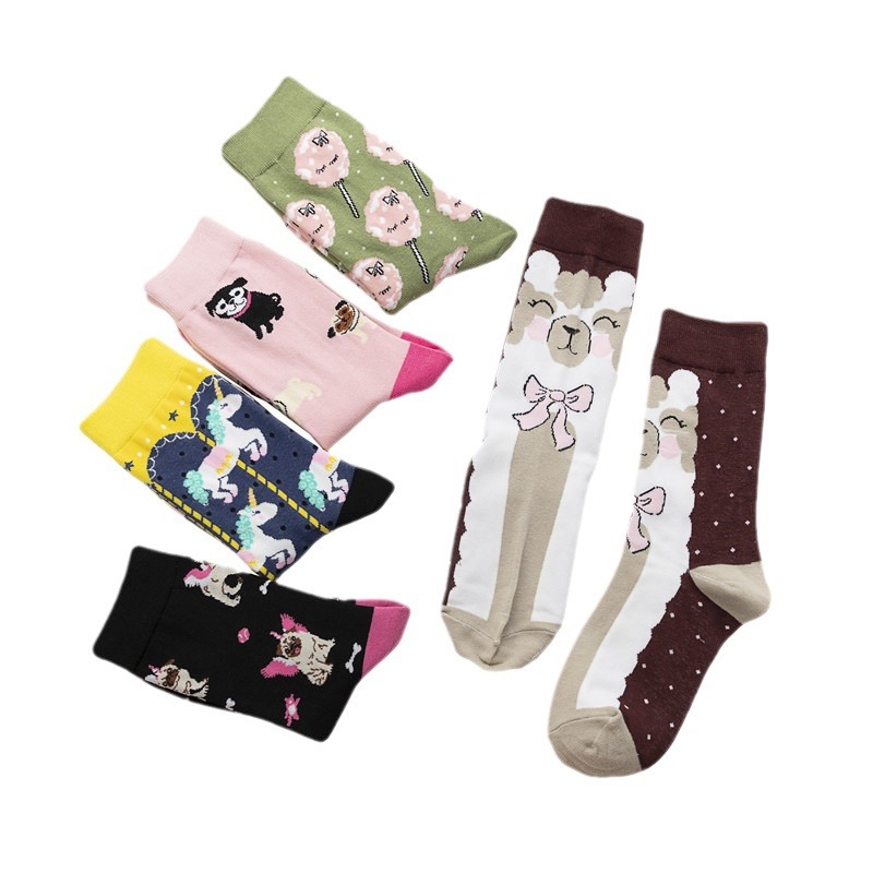 Calcetines de algodón estampado cartoon estilo hip hop para mujer_voghion.com