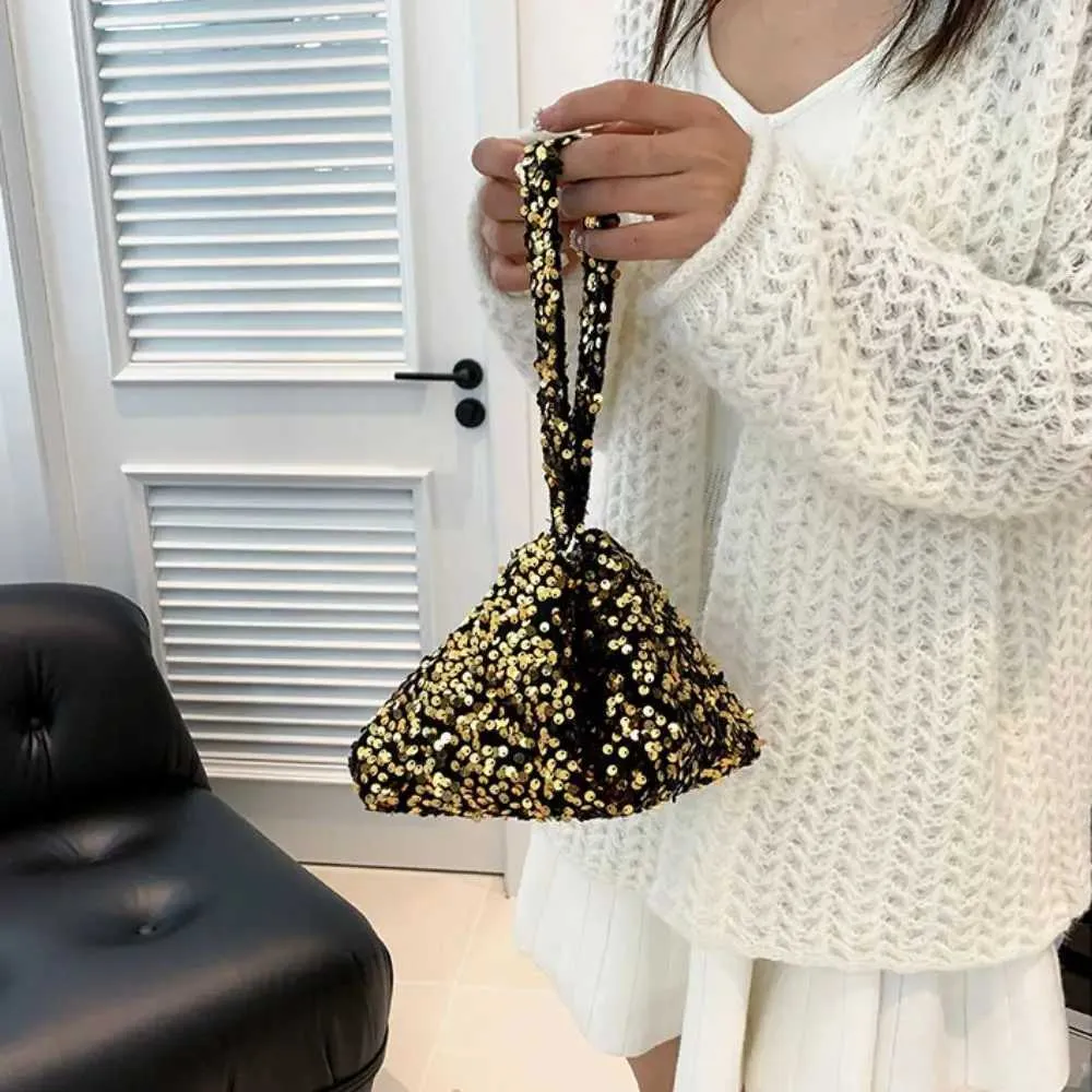 Borsa a tracolla tinta unita alla moda in stile coreano INS da sera, pochette sottobraccio, paillettes, borsa a tracolla da donna C241218_voghion.com