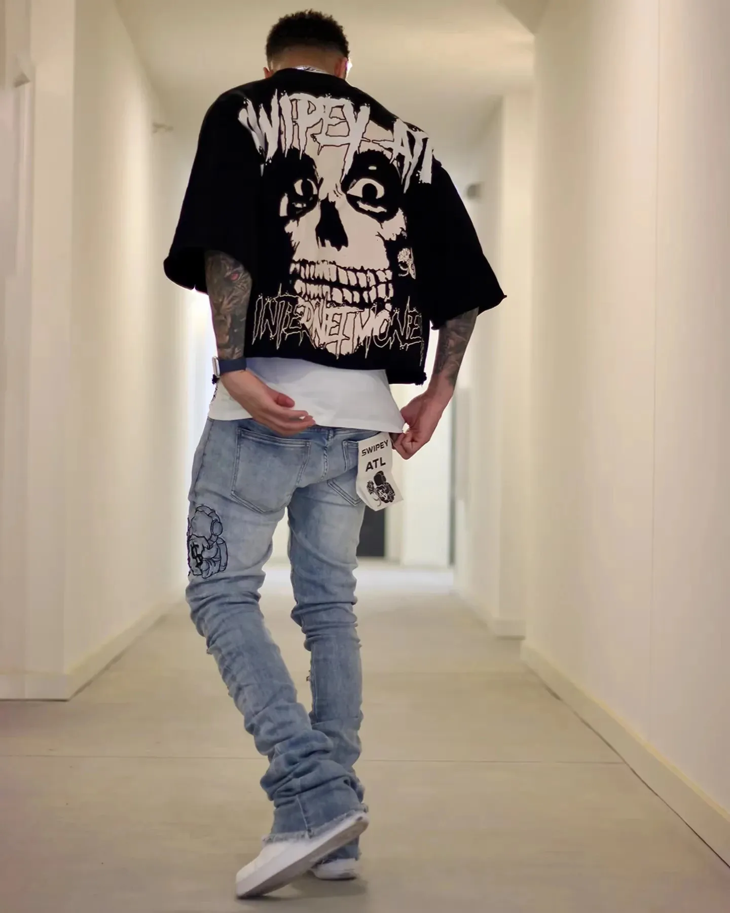 Y2K Vintage Gothic Skull Grafische Print T-shirt Heren Oversized Casual Puur Katoen Korte Mouw T-shirt Dames Cropped Top 250213_voghion.com