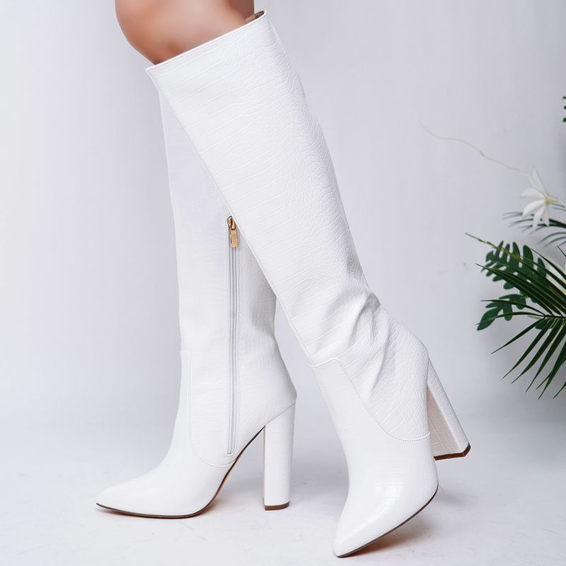 Novas botas altas e longas com padrão de pedra na altura do joelho para primavera e inverno_voghion.com