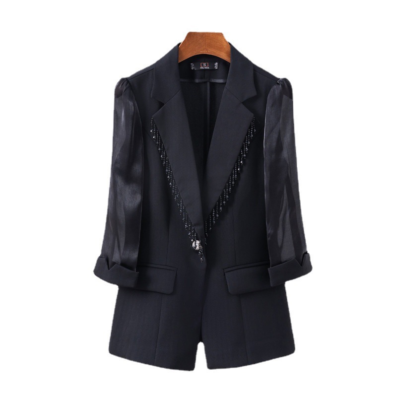 Women's suit jacket high waist shorts suit thin style fashionable and stylish casual three-quarter sleeve suit professional wear two-piece suit_voghion.com