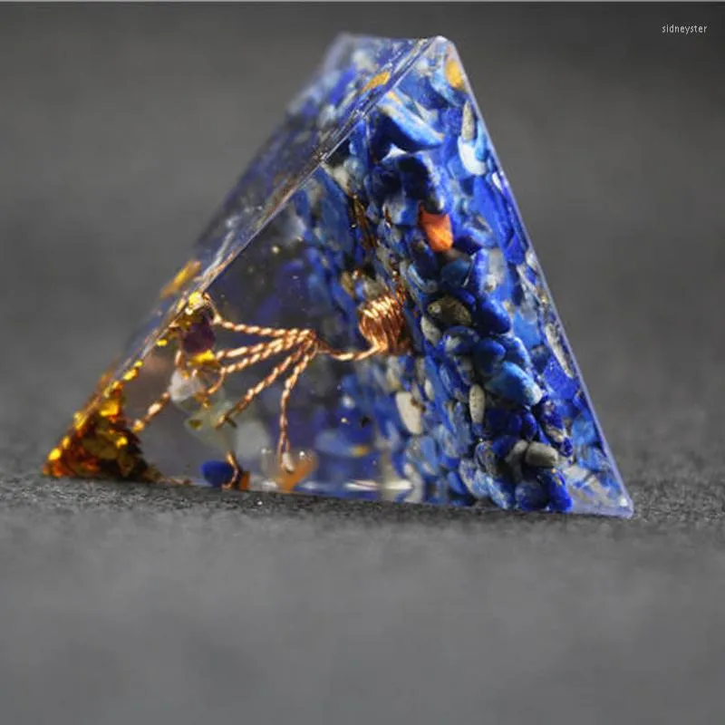 Coliere cu pandantiv Orgonit piramidă 5cm 7Chakra artizanat bijuterii rășină cristal Lapis farmec adunarea norocului ajută la calmare_voghion.com
