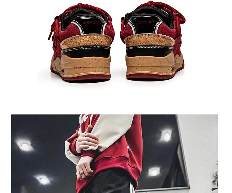 Modne, platformowe, retro, czerwone, uliczne, hip-hopowe buty męskie, trampki do skateboardingu, męskie, niskie, codzienne, sportowe buty sportowe 250310_voghion.com