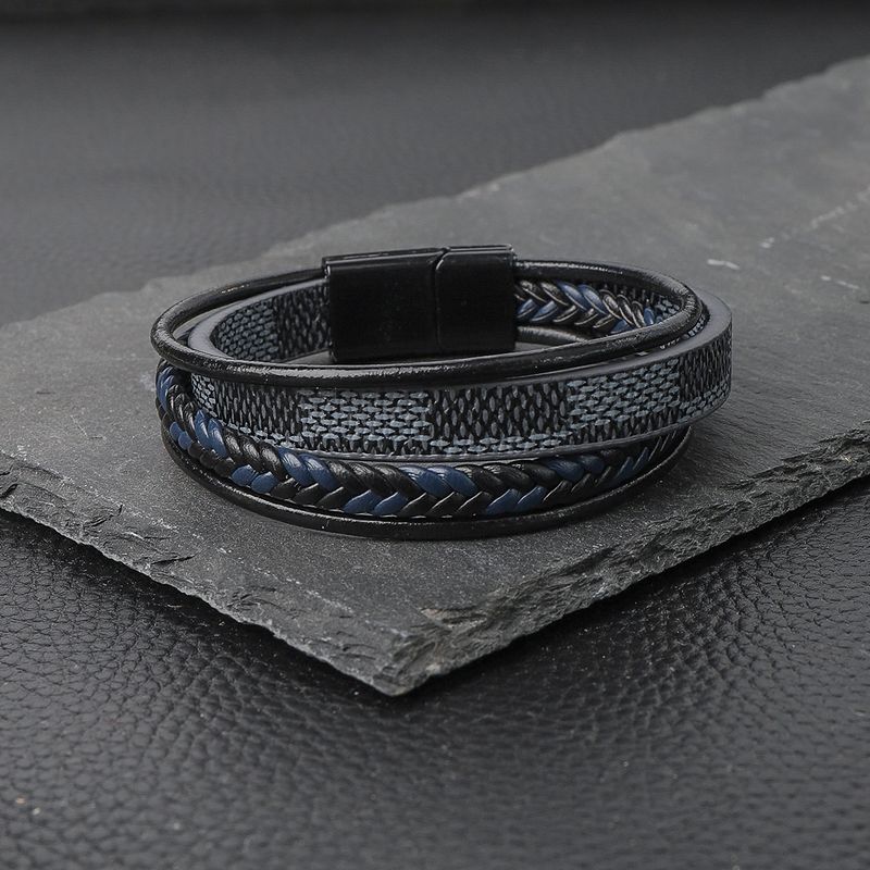 Uformelt ensfarget Pu-lær armbånd for menn_voghion.com