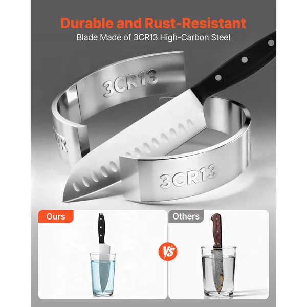 Kitchen Knife Set With Block And Sharpener, High Carbon Steel_voghion.com