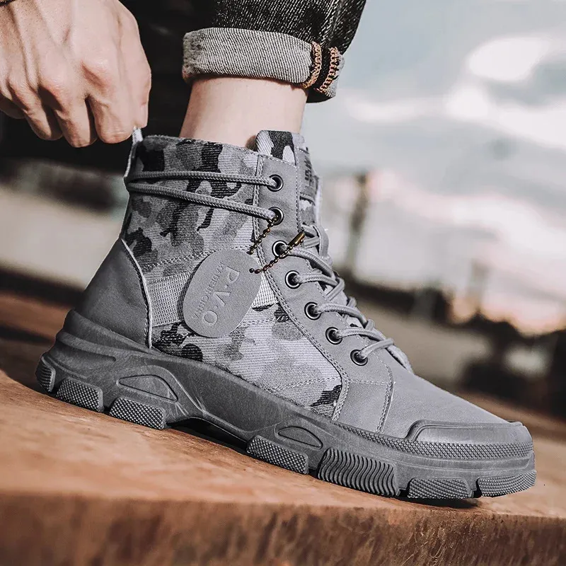 Herren Wanderschuhe Atmungsaktiv Camouflage Freizeit Stiefel_voghion.com