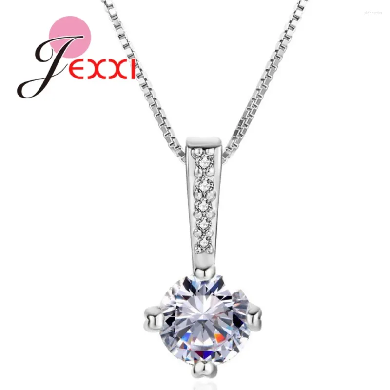 Pendant Necklaces Arrival Super Nice Genuine Sterling Sier Charm Necklace With Four Sparkling Crystal Fast_voghion.com