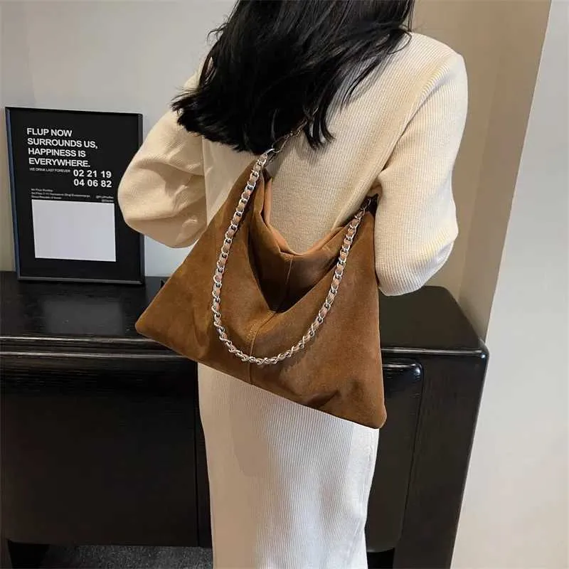 Stylish Women's Suede Shoulder Bag Large Capacity Leather Handbag_voghion.com
