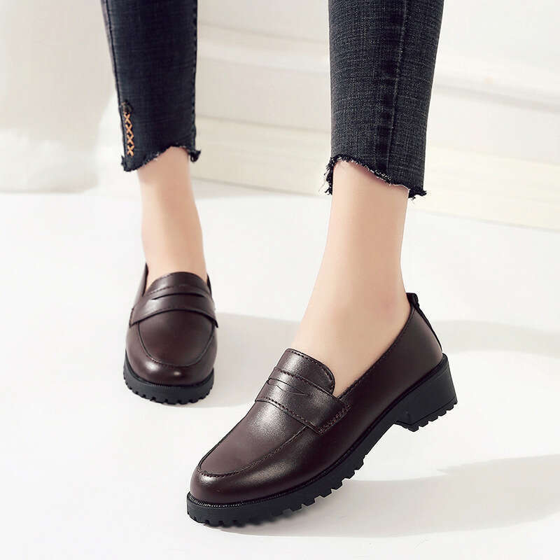 Women's Loafers Casual Leather Shoes With Thick Sole For Comfort_voghion.com