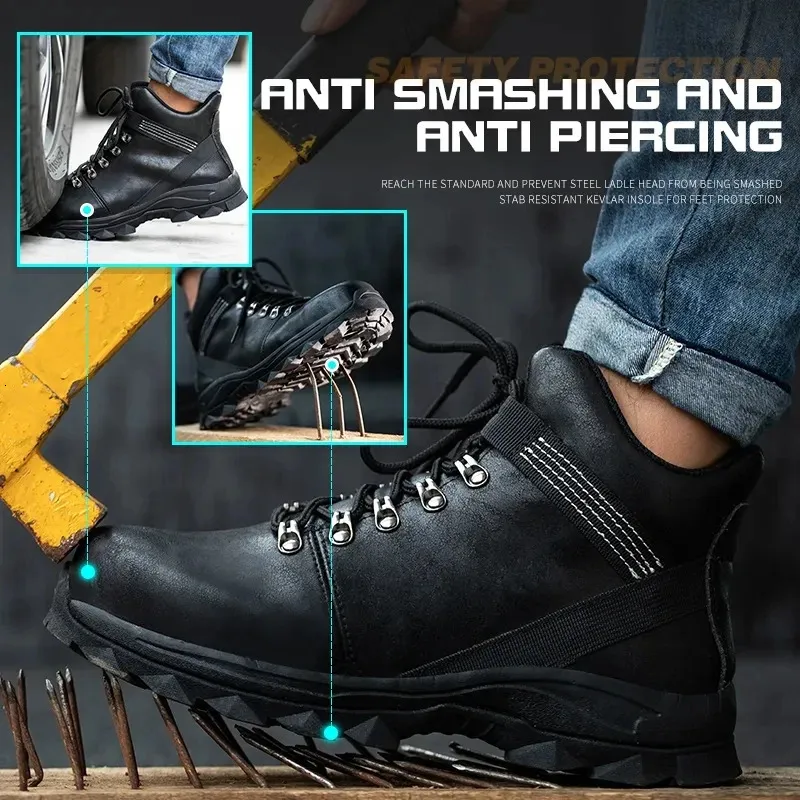 Sicherheitsschuhe mit Stahlkappe, wasserdicht, für Herren, Anti-Smashing-Arbeitsstiefel, 250402_voghion.com