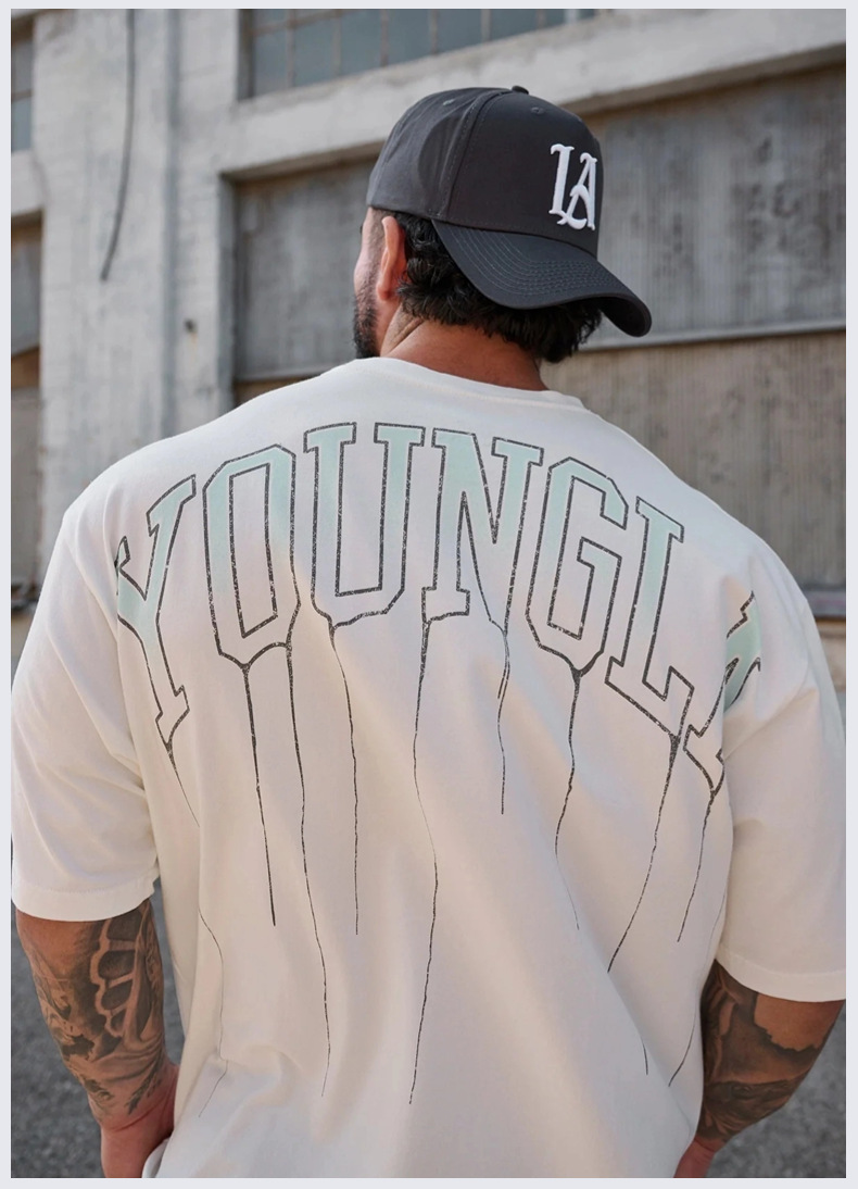 T-shirt ampia estiva da uomo in cotone girocollo casual fitness corsa sportiva a maniche corte da uomo_voghion.com