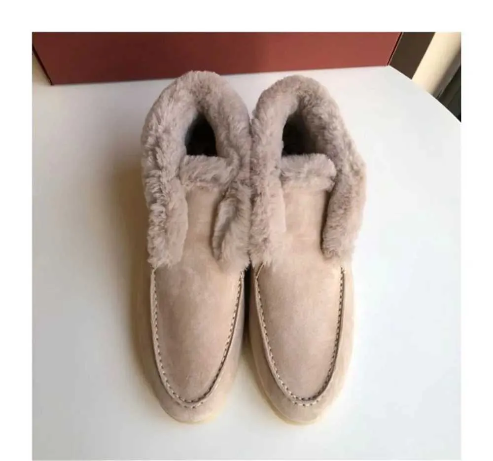 Casual Winter Short Snow Boots for Women Natural Wool Fur Loafers Cow Suede Warm Flat Shoes L * P z241106_voghion.com