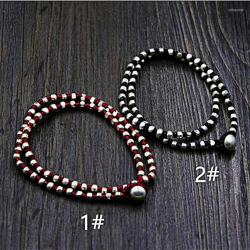 Kedjor Thailändsk Sier Handvävt Vaxrep Halsband För Kvinna S Ren Nationell Vind Nyckelbenskedja Kvinna Kvinnor_voghion.com