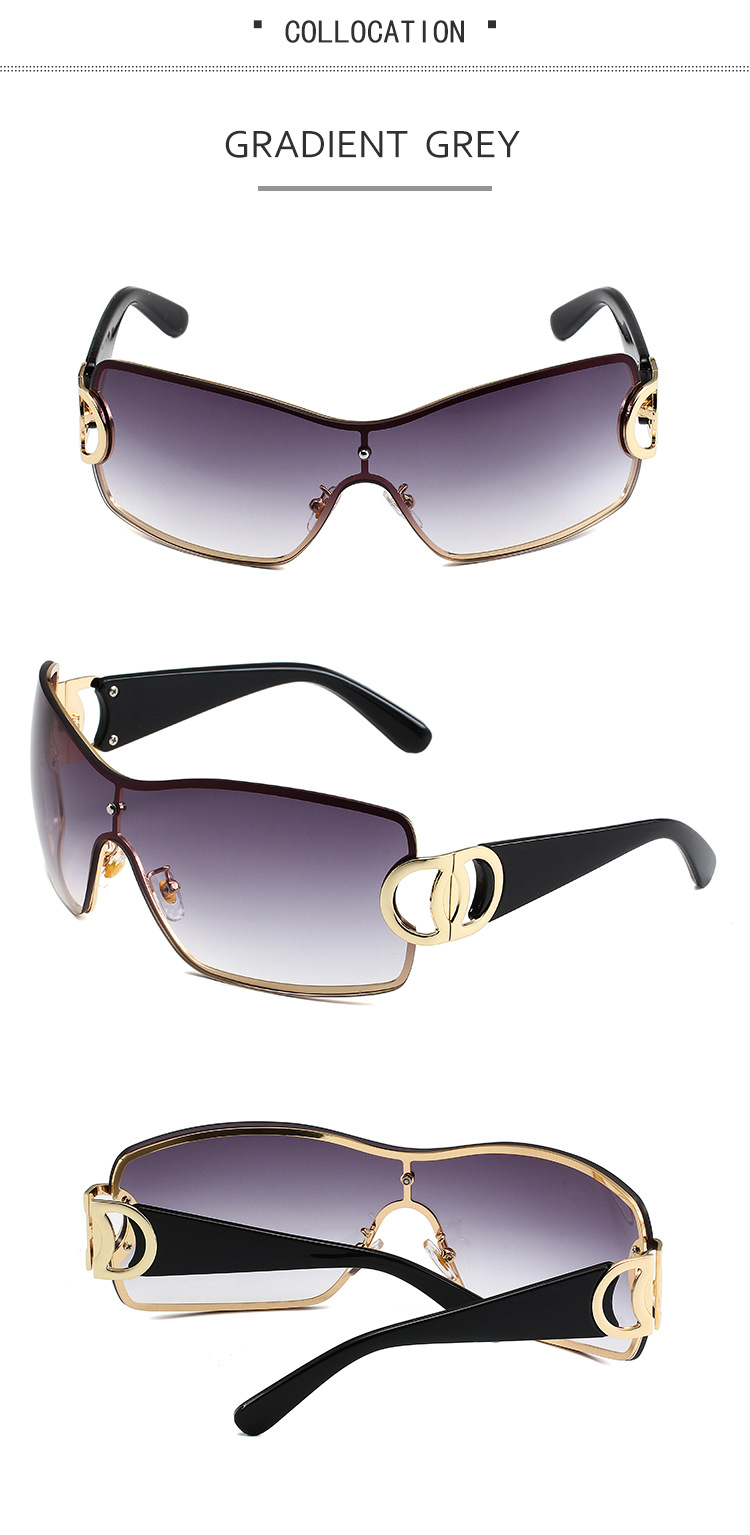 Y2K Large Frame Sunglasses - Retro Modern Style (Frameless One Piece, European & American Trendy, Hot Girl Look)_voghion.com