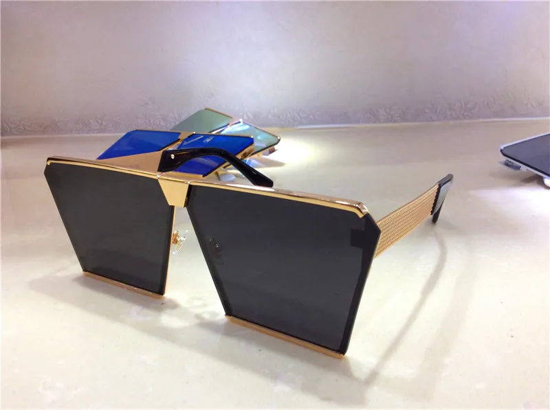 Designer Men's Square Sunglasses Oversized Shiny Mirror Lens Style_voghion.com