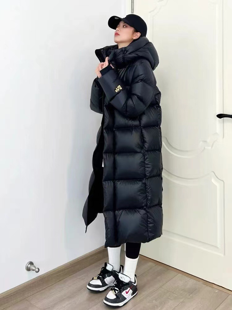 Women's Clothing Long Down Cotton Coat Winter Oversized Hooded Jacket With Pockets, Knee-Length Warm Thickened Outerwear For Casual Daily Wear​