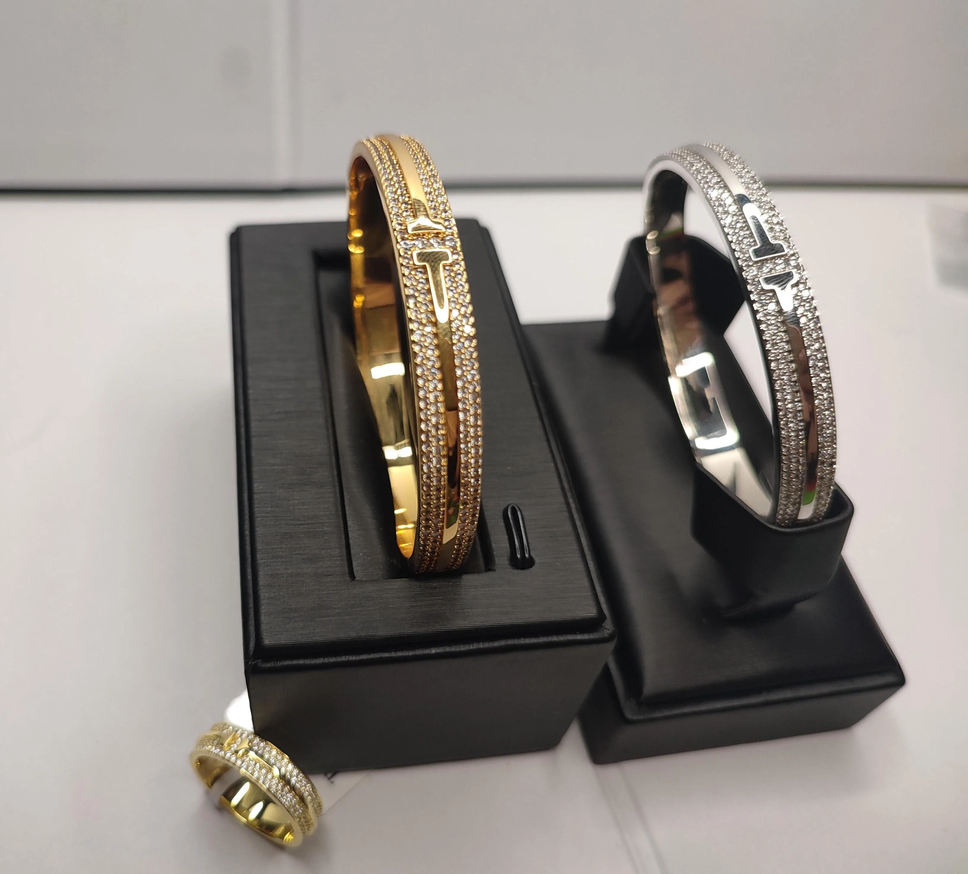 Cubic Zirconia Geometric Bangle Tennis Bracelet For Couples_voghion.com
