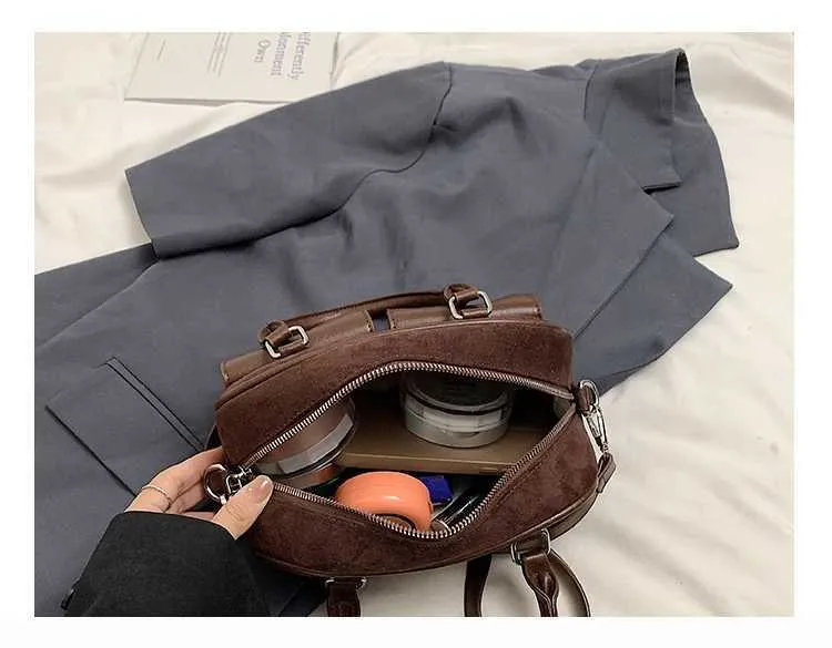 Retro Suede Handbag Shoulder Bag Large Capacity Crossbody Bag_voghion.com