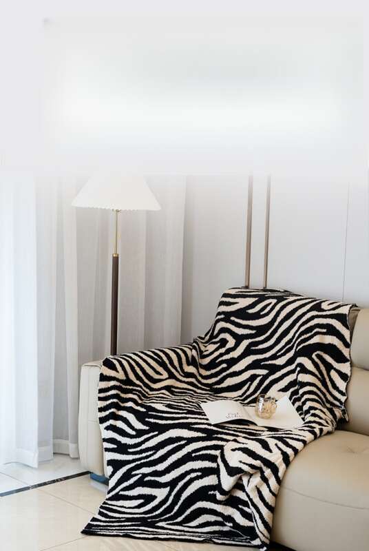 Copridivano con stampa zebra, copridivano semi-peluche, copridivano decorativo per ufficio e pranzo_voghion.com