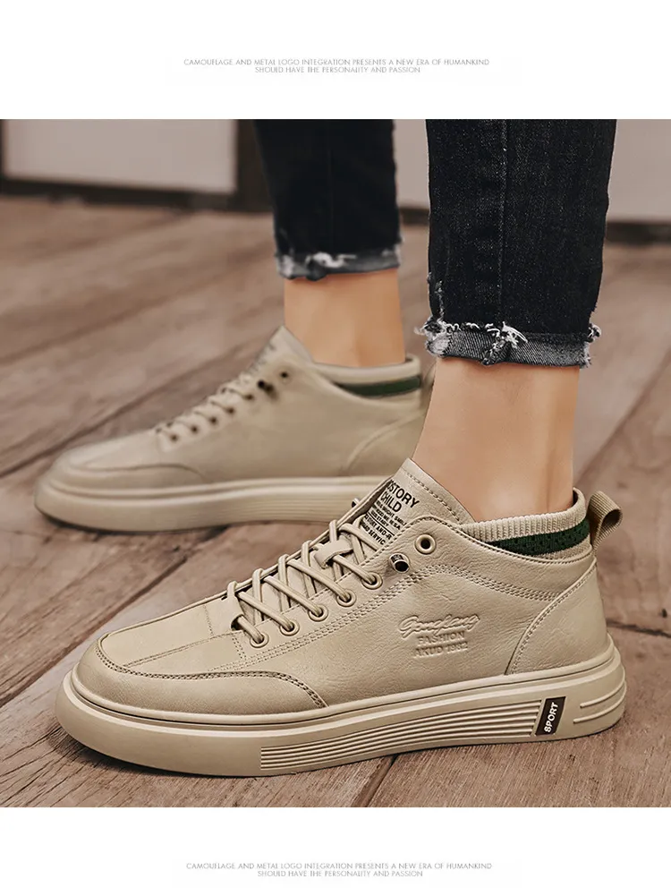 Męskie buty codzienne ze skóry wygodne sportowe sneakersy męskie_voghion.com