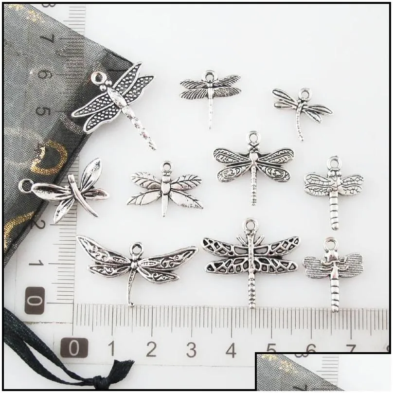 Charm libellula ciondolo animale placcato argento per gioielli_voghion.com