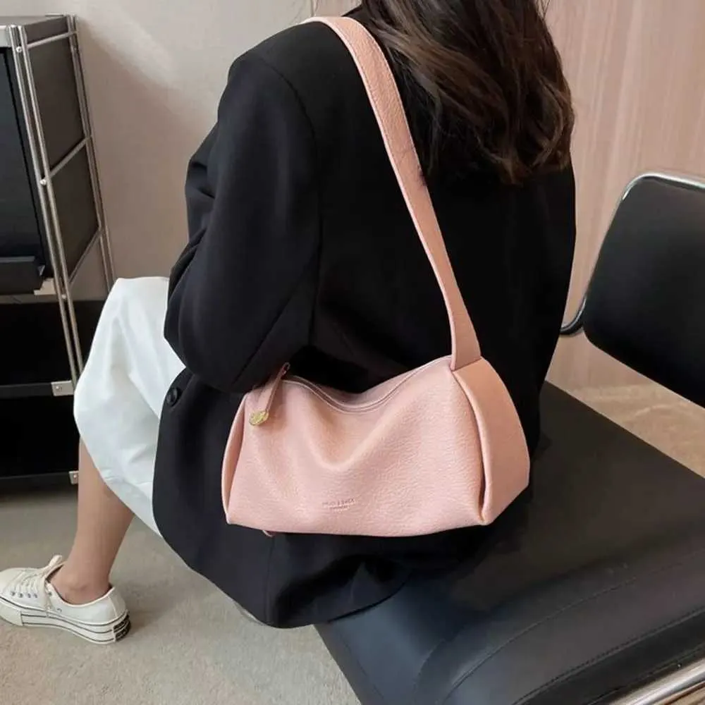 Borsa a tracolla con motivo lichee di grande capacità, tinta unita, stile coreano, PU, Dumpg, cuscino per la mamma, Shoppin241210_voghion.com
