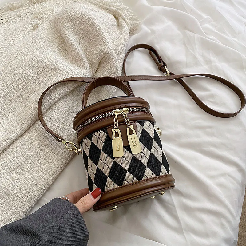 Borsa firmata, spedizione gratuita, borsa a secchiello alla moda Dia Grid, borsa a mano, borsa a tracolla per donna._voghion.com