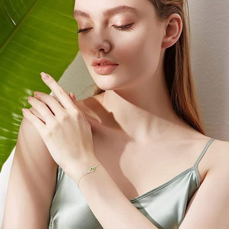 Bracelet ajustable en zircon couleur goutte d'eau, design simple et pierre de naissance_voghion.com