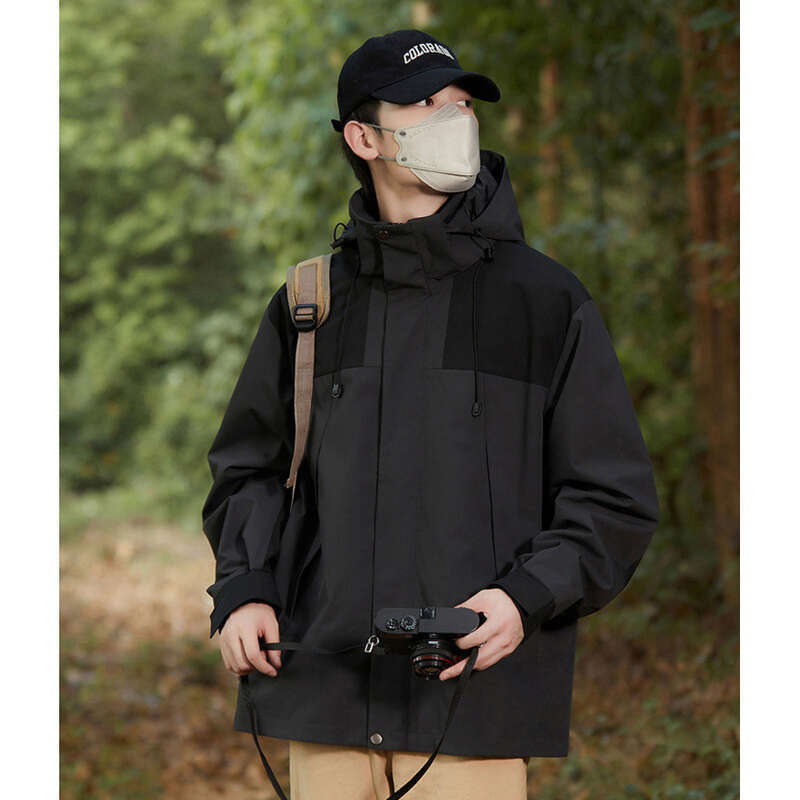 Spring Autumn New Outdoor Splicing Color Contrast For Couples, Windproof, Waterproof, Loose, Thin, Men's And Women's_voghion.com