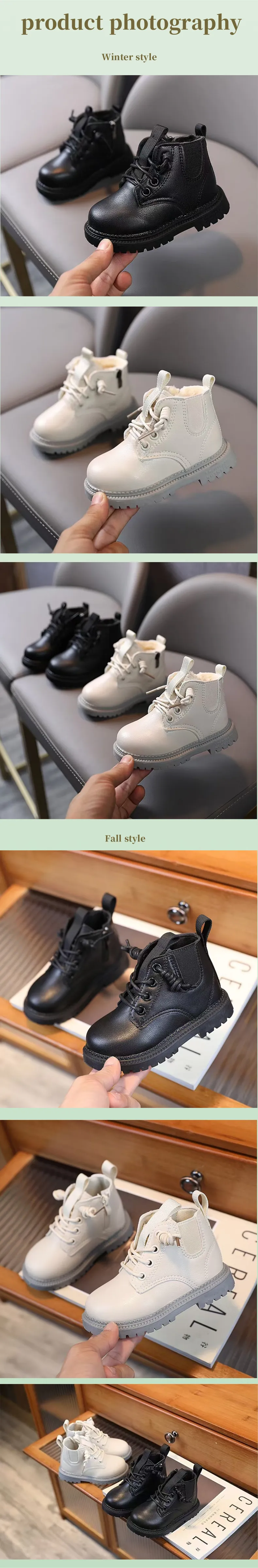 Stylish Children's Fleece Martin Snow Boots Cozy Durable Side-Zip Design for Boys and Girls Aged 1-5 Years_voghion.com