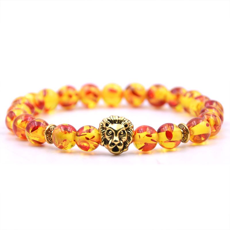 Fashion Natural Buddha Beads Volcanic Stone Lion Head Bracelet_voghion.com