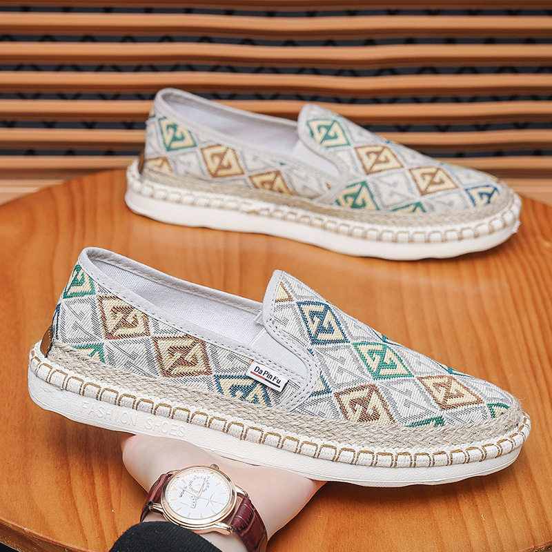 2024 Summer New One Step Old Beijing Cloth Trendy Linen Breathable Fisherman Men's Casual Shoes_voghion.com