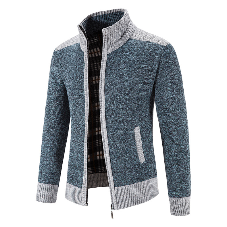 Men's clothing plus fleece thickened large size sweater coat stand collar cardigan sweater_voghion.com