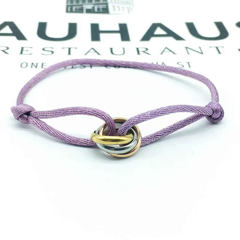 Neue Art und Weise heißer Edelstahl Designer 3-Ring Metallschnalle Band Spitze Kette Multi Farbe einstellbare Größe Armband_voghion.com