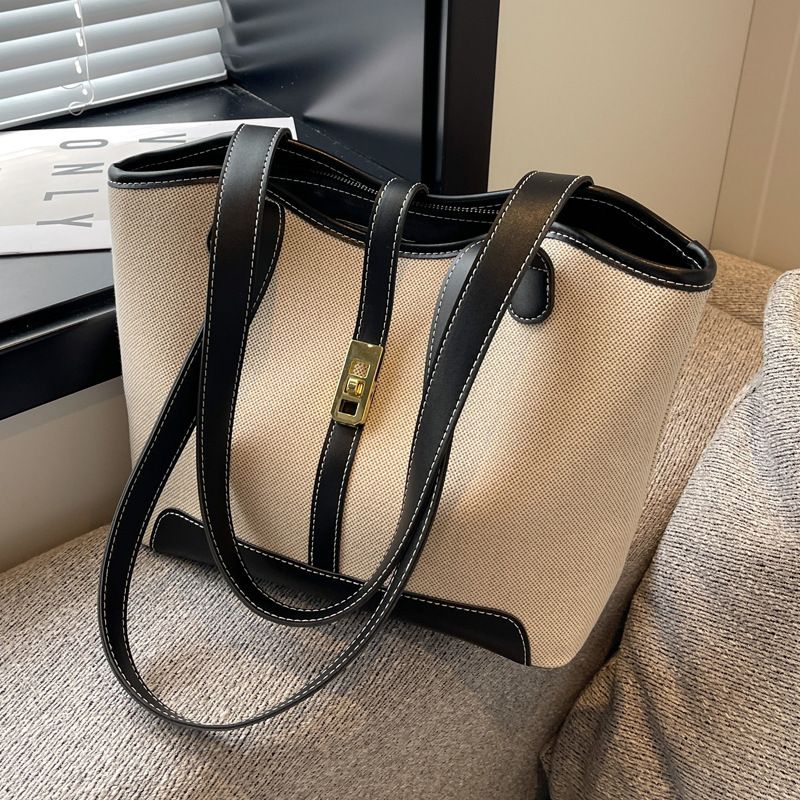 2024 neue Canvas-Tasche Modische Farbkontrast Beliebte One-Shoulder-Handtasche Sommer Freizeit Vielseitige Crossbody_voghion.com