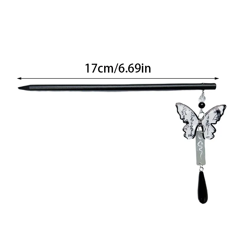Fermagli per capelli in stile cinese elegante con calligrafia a farfalla e nappa, forcina per capelli, bacchetta, bastoncino, ornamento, copricapo, accessorio_voghion.com