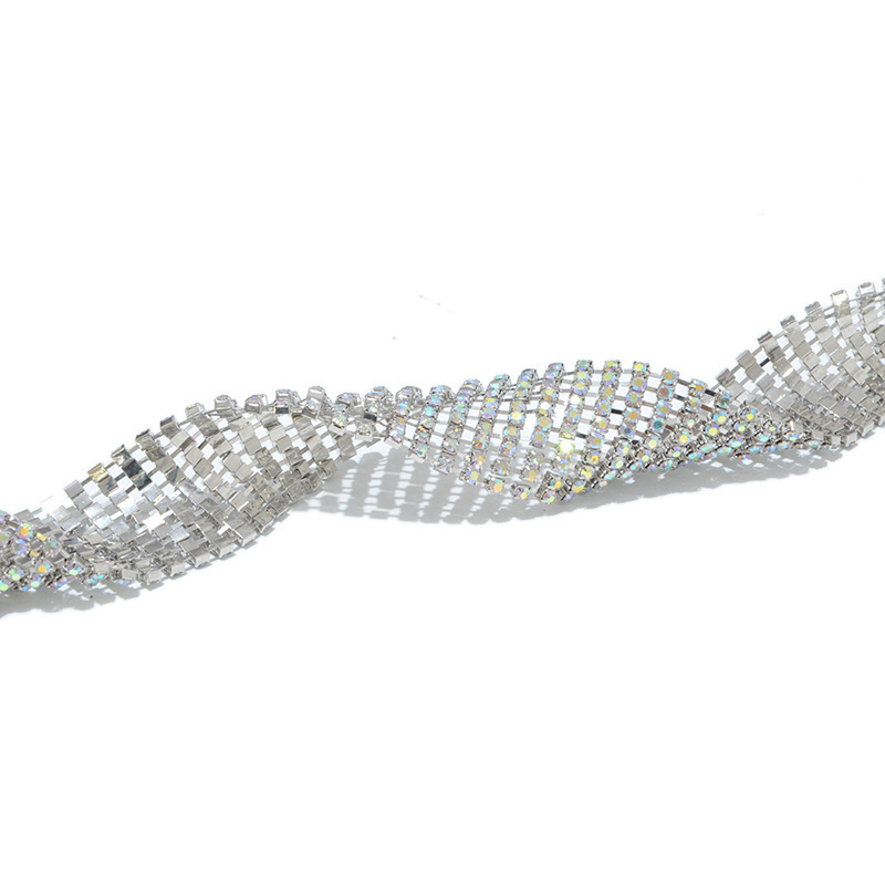 Women's Belt Luxury and Elegant Ten Rows Colorful Diamond Inlaid Metal Waist Chain_voghion.com