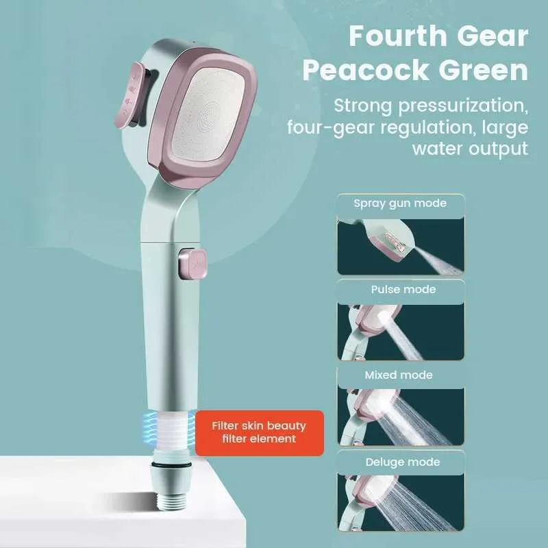 High Pressure Head Saving 4 Modes Filter Adjustable One-Key Stop Water Massage Eco Shower Bathroom AccessoriesCL240710_voghion.com