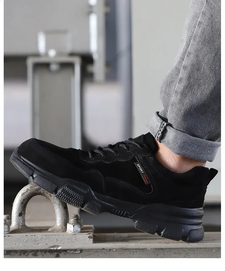 Arbejdssikkerhed Herre slip-on letvægts ståltåkapper, ikke-nedbrydelige, punkteringssikre arbejdssko til mænd_voghion.com