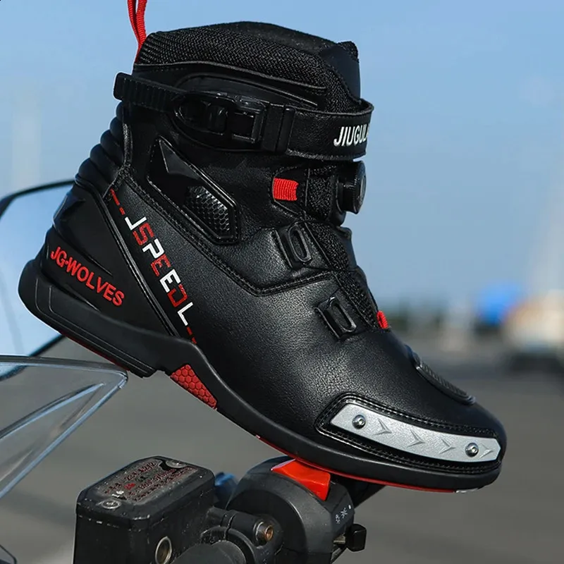 mens leather breathable anti slip wear-resistant rider boots motorcycle racing ankle length shoes 241105_voghion.com