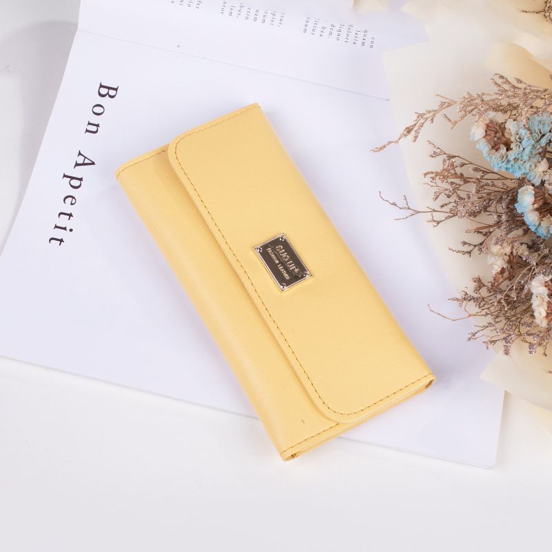 Ensfarget clutch med glidelås og myntlommebok med flere kort, stor seddellomme_voghion.com