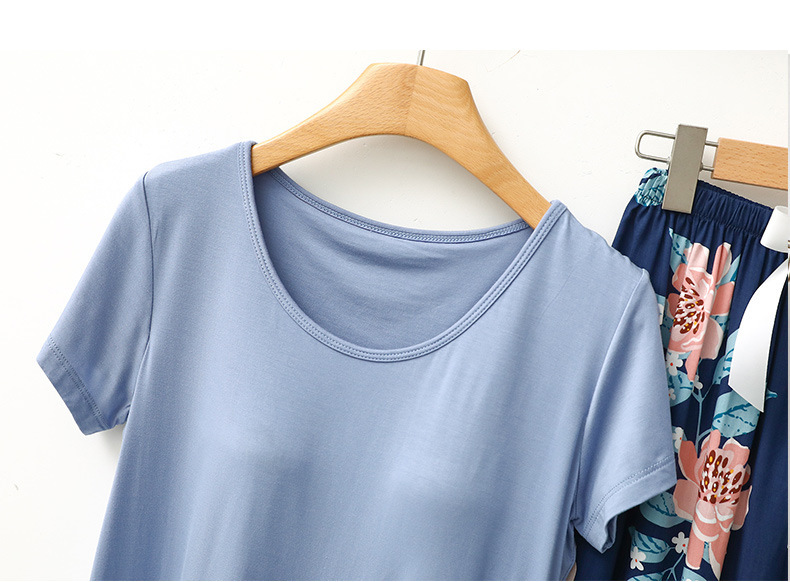  Women's Sleepwears Cotton silk Modal floral trousers homewear_voghion.com