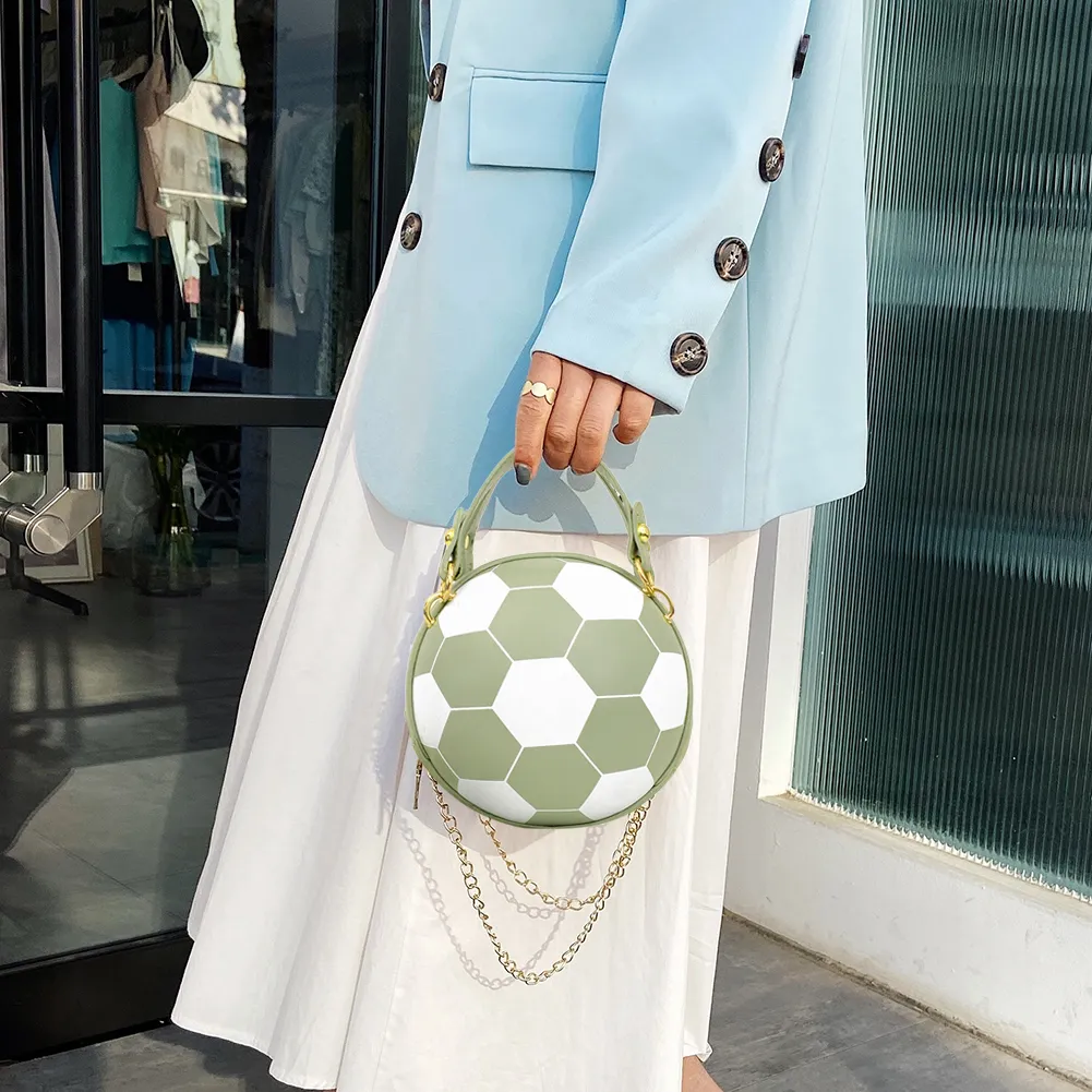 Sac à main vintage en PU pour femme, motif ballon de football, basket-ball, bandoulière sphérique, sacoche_voghion.com