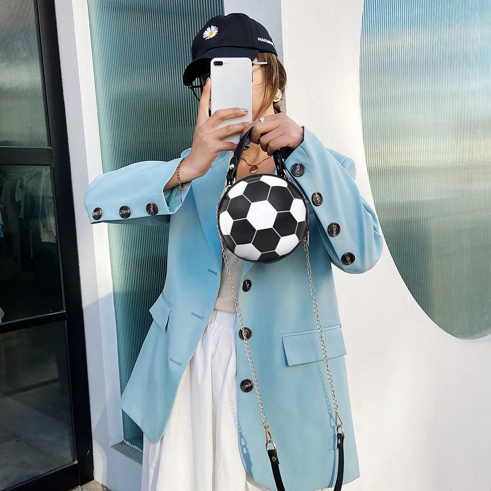Sac à main vintage en PU pour femme, motif ballon de football, basket-ball, bandoulière sphérique, sacoche_voghion.com