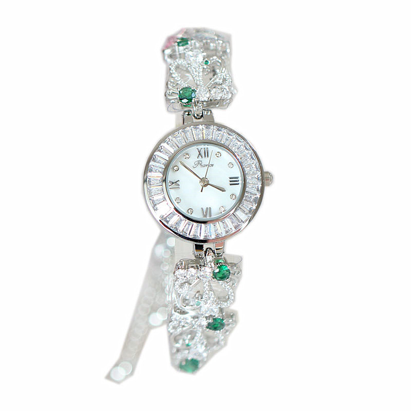 Trasmissione in diretta di Zircon New Women's Pointer Style Diamond Bracelet Quartz Orologio impermeabile alla moda_voghion.com