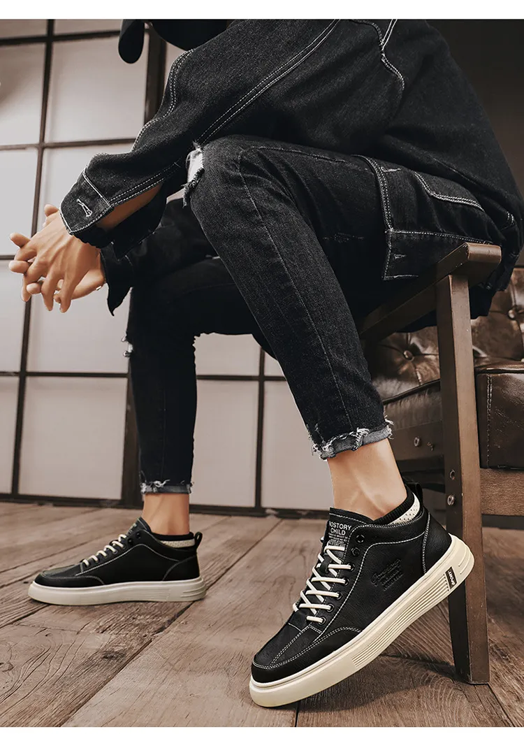 Męskie buty codzienne ze skóry wygodne sportowe sneakersy męskie_voghion.com