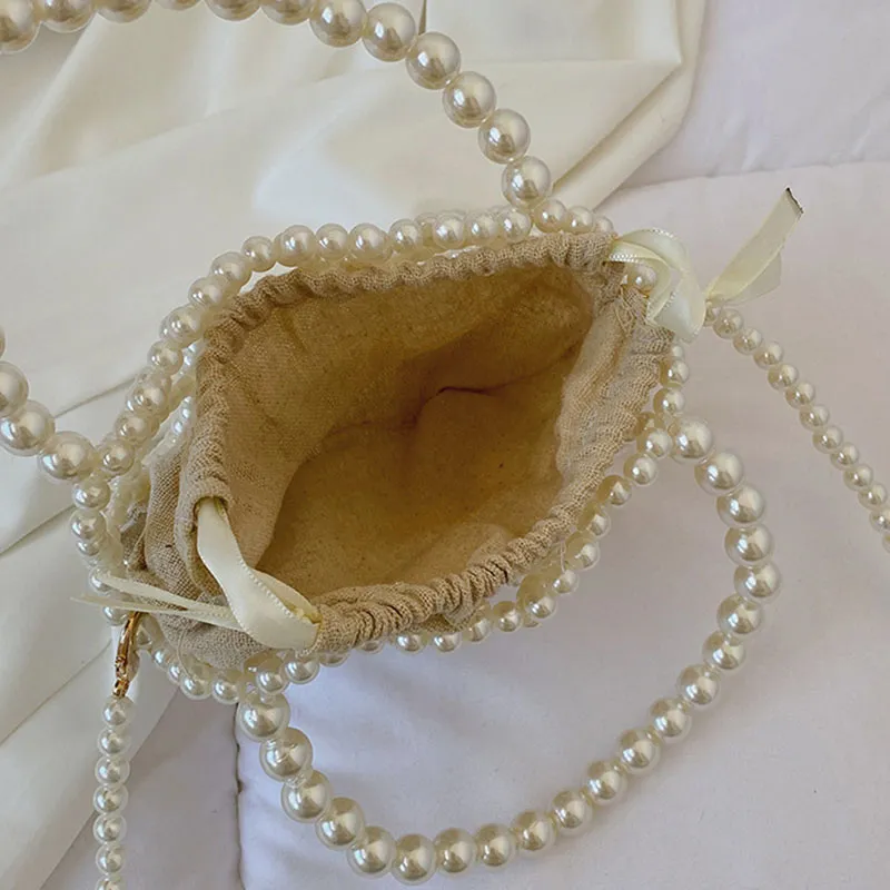 Yogodlns Mini borsa a secchiello da donna, borsa a tracolla intrecciata con perle, borsa a mano, portafoglio, borsa a tracolla da donna_voghion.com